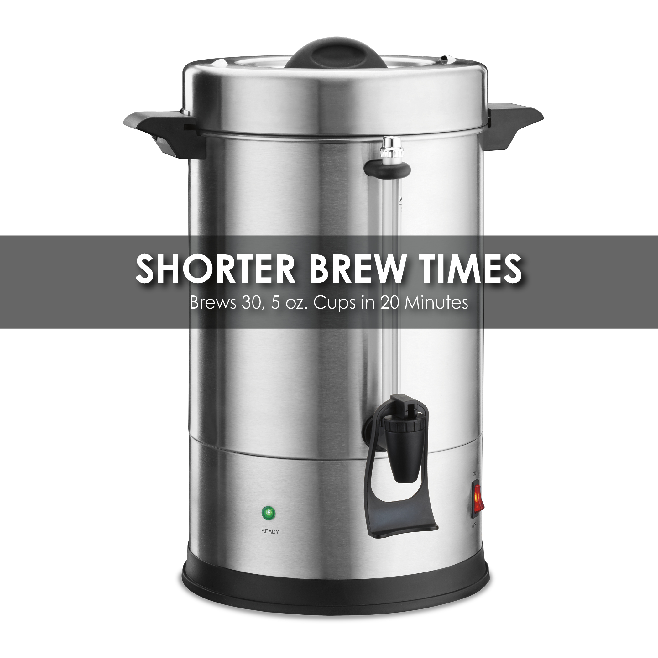 30-Cup Coffee Urn | Stainless Steel | Waring